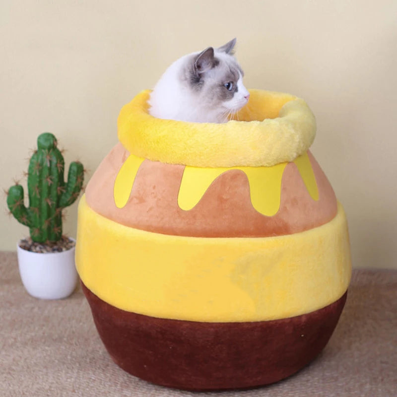 CozyHive Honeycomb Snuggle Den: The Ultimate Comfort Castle for Your Furry Monarch!