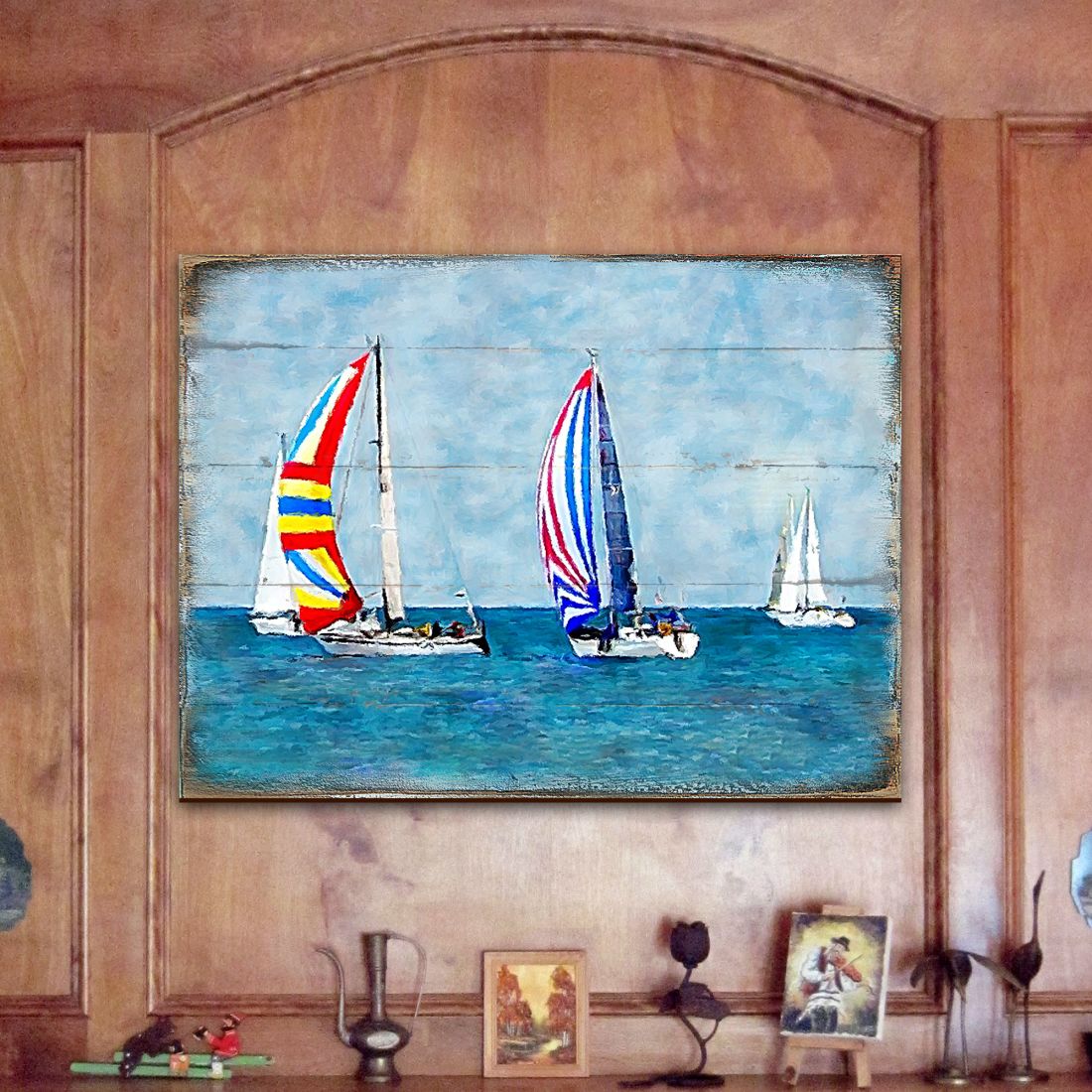 Sailboats Wood Wall Art - Coastal Nautical Decor