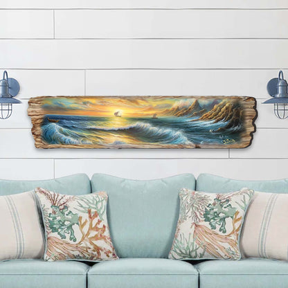 Wave Symphony Wood Wall Art, Coastal Decor