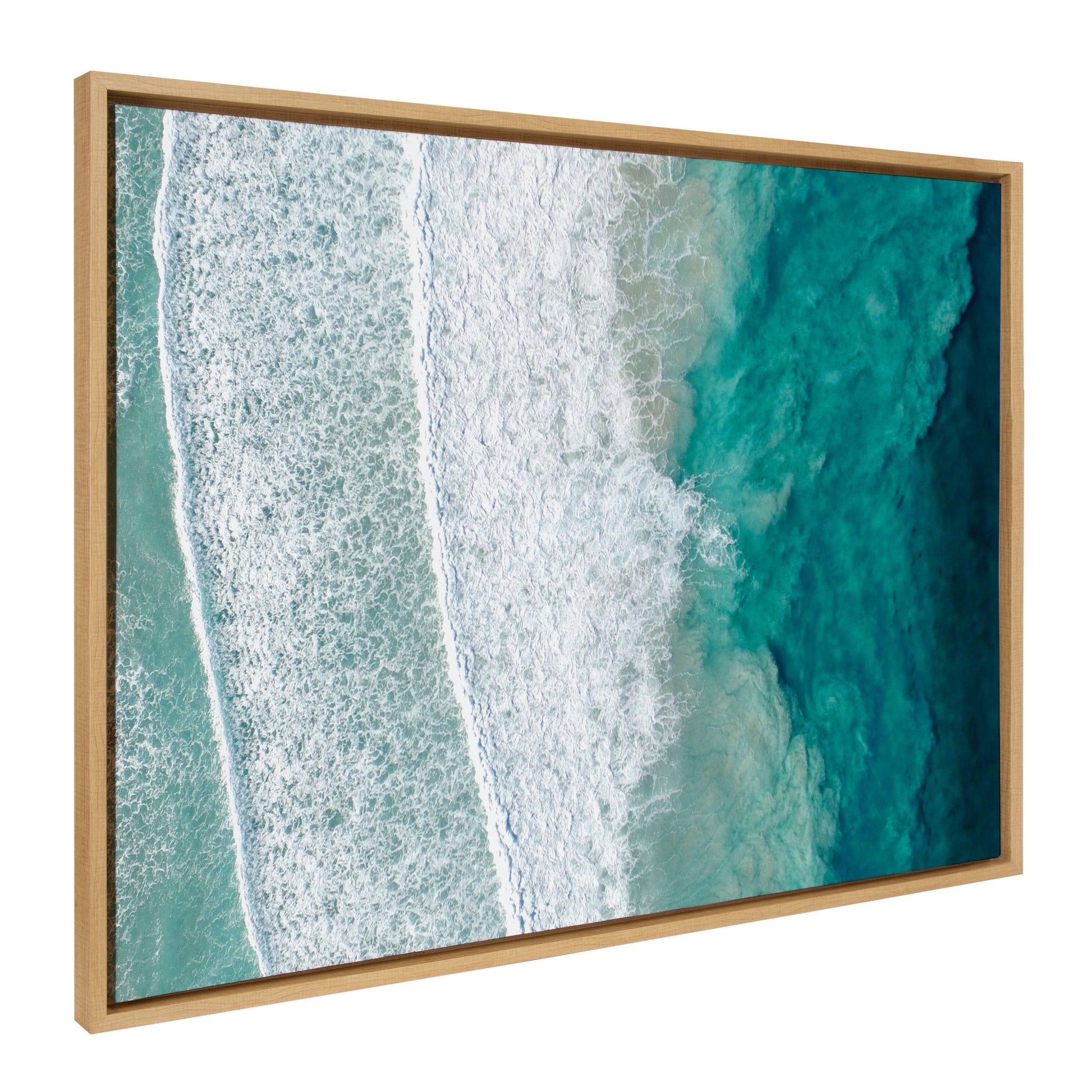 Coastal ocean waves by the bay framed canvas wall art, easy to hang