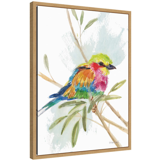 Bright Bird framed canvas wall art in bold painterly color