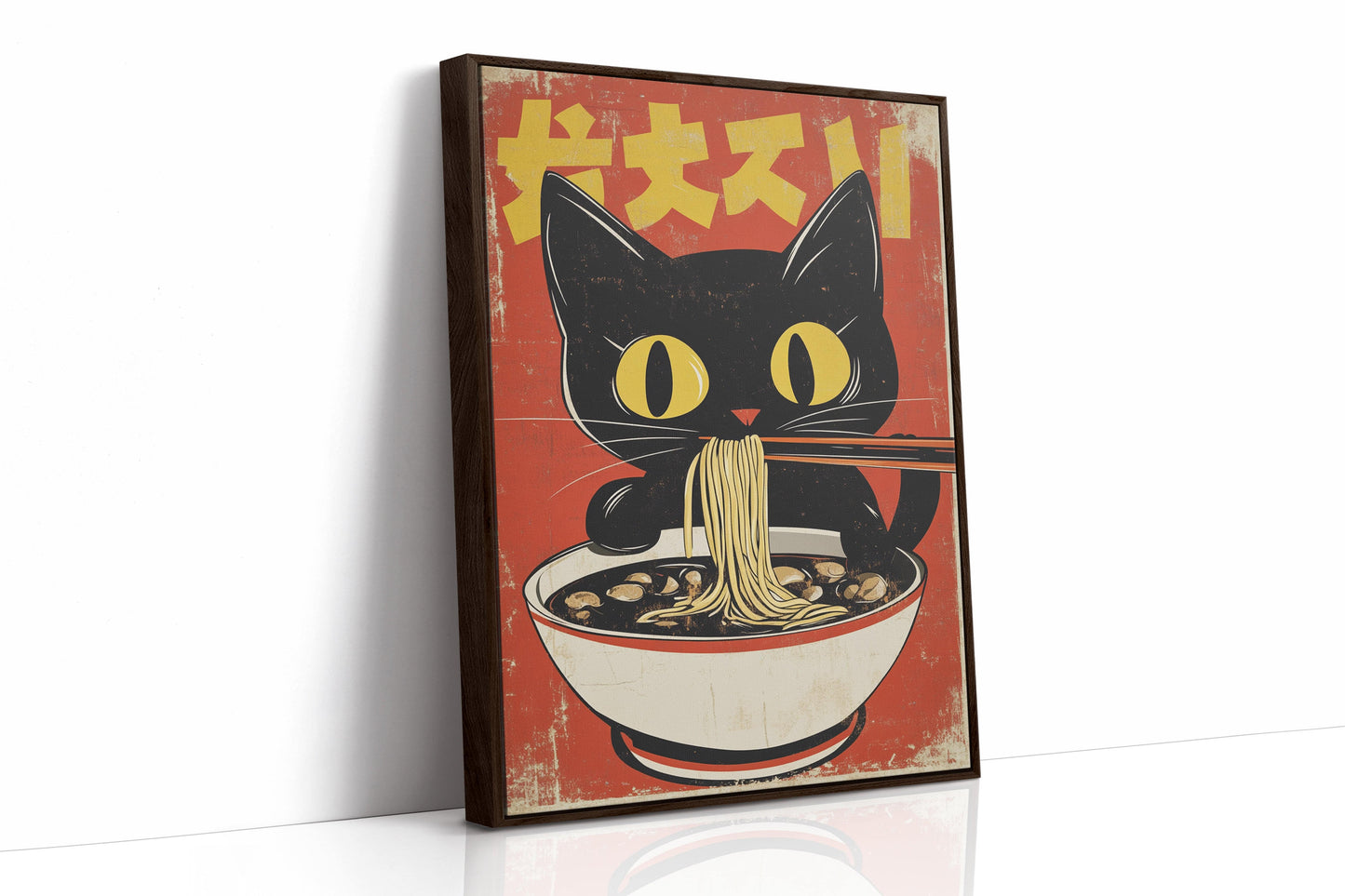 Retro Ramen Cat Japanese-Inspired Wall Art Print