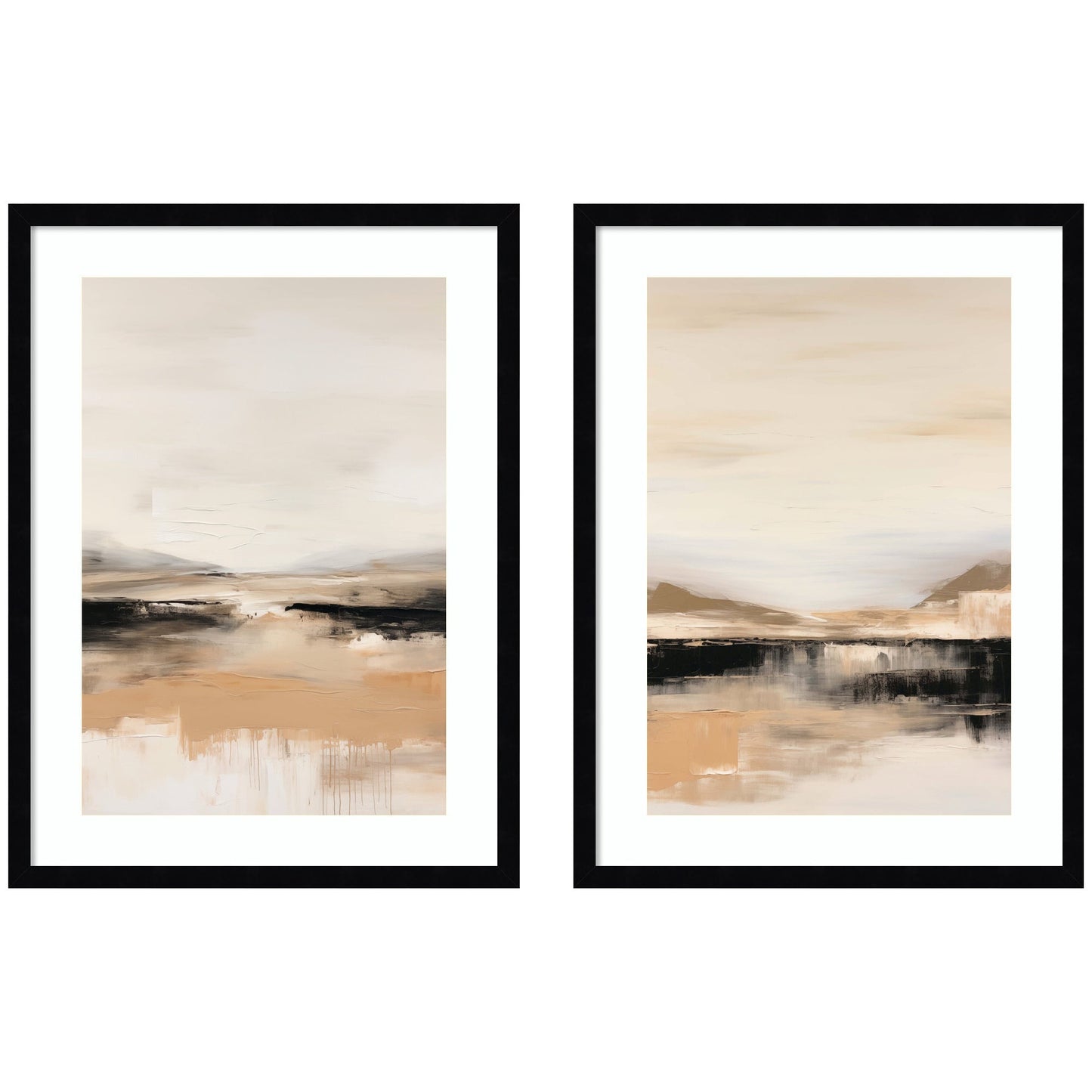 Set of two peaceful landscape prints in frames