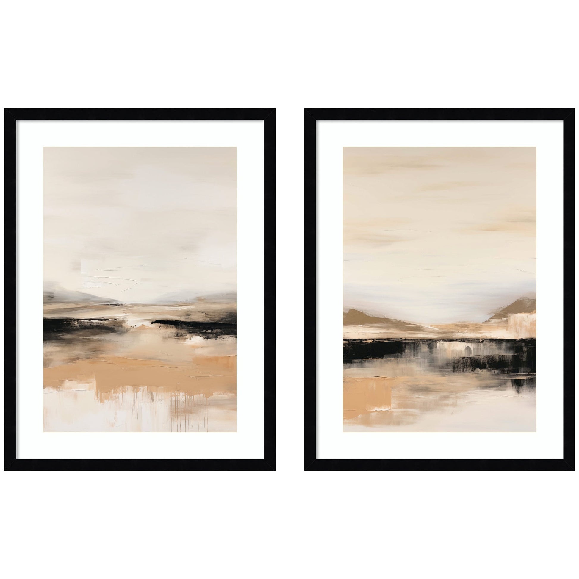 Set of two peaceful landscape prints in frames