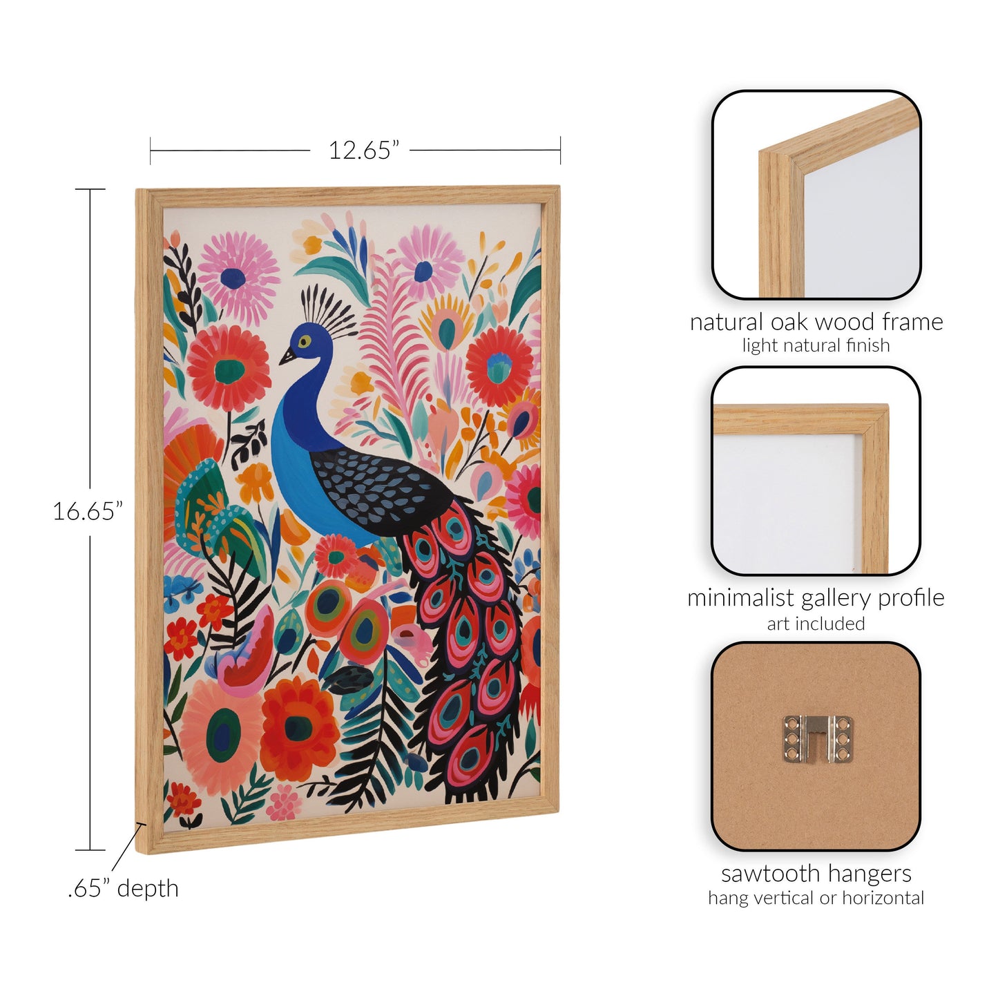 Boho Peacock and Botanicals Framed Wall Art