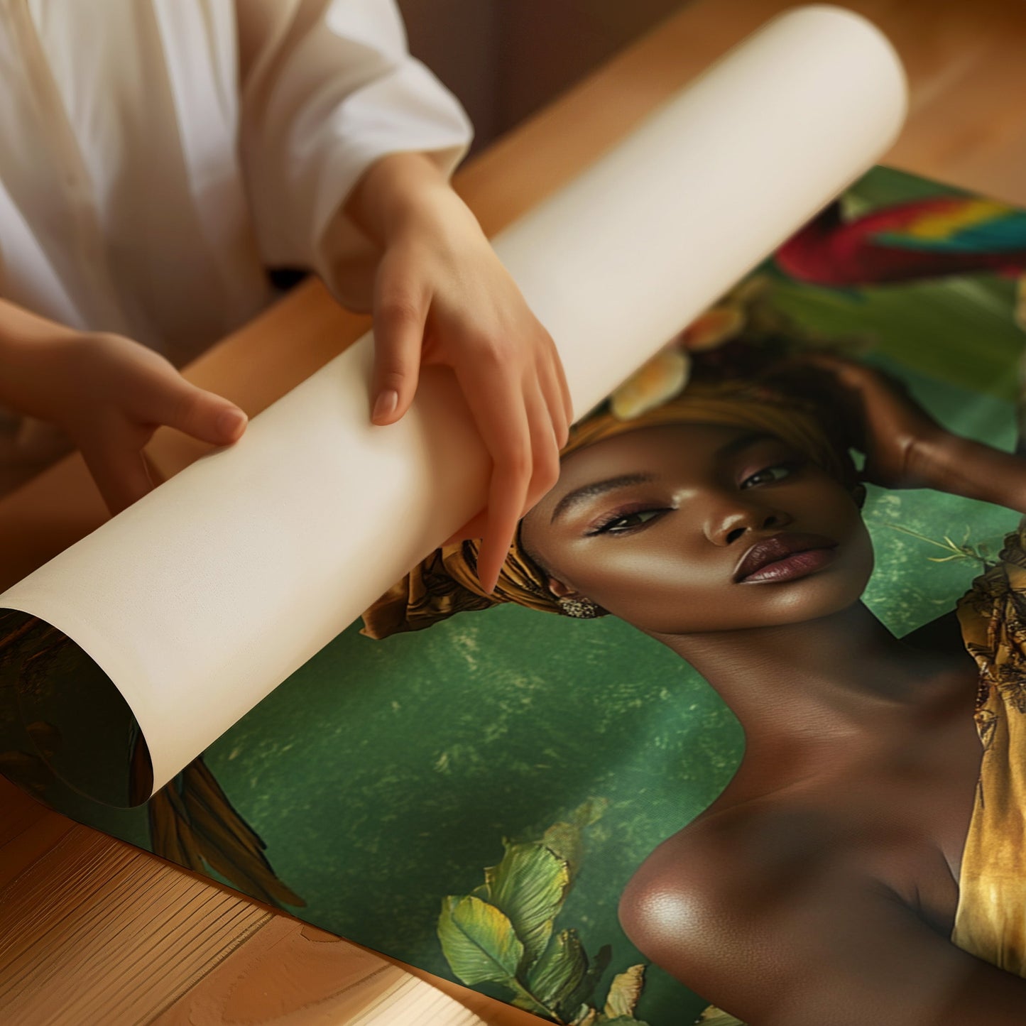 Golden Muse of the Jungle - Boho Tropical Portrait Art