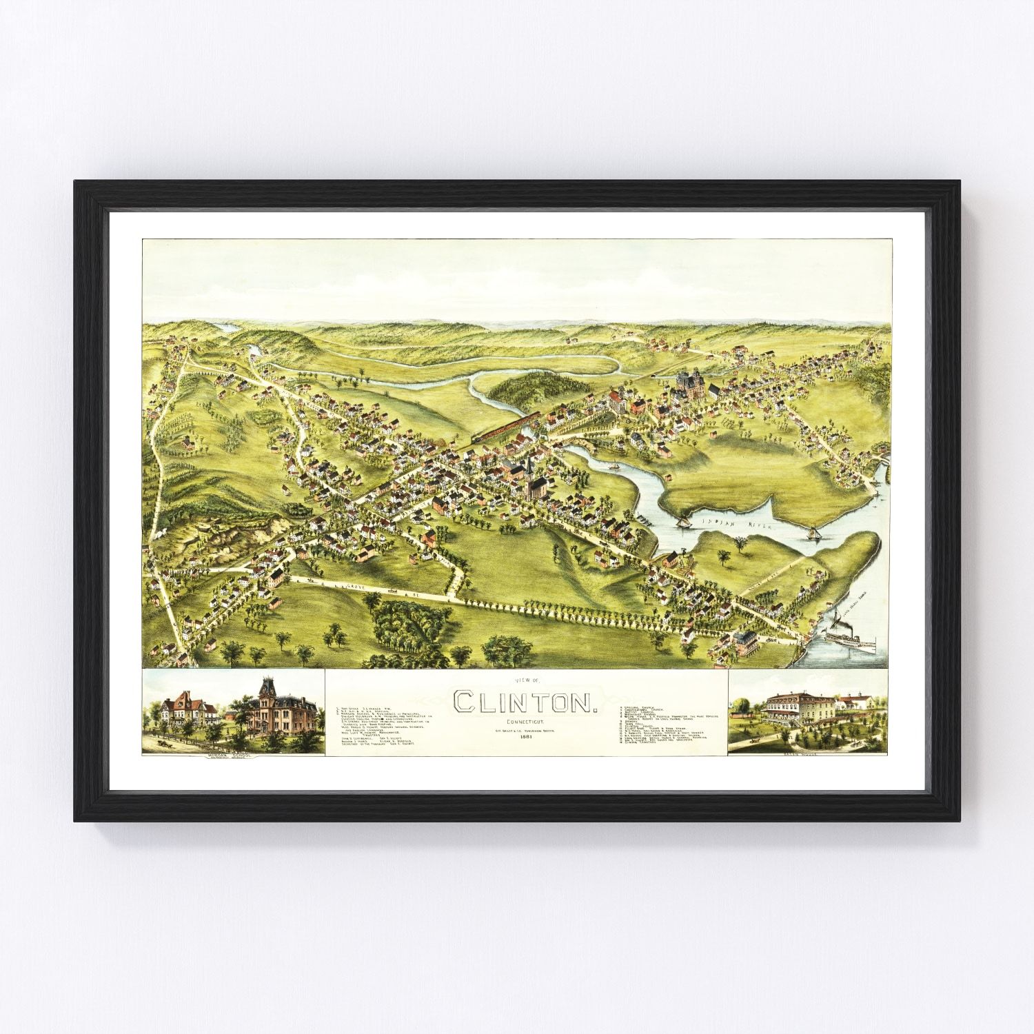 vintage map of Clinton, Connecticut, 1881
