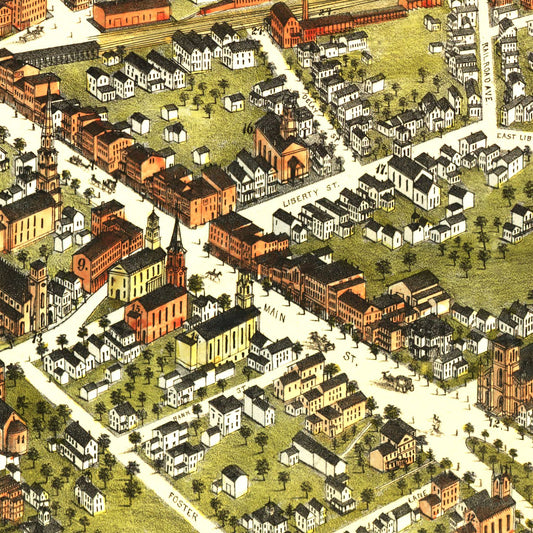 Vintage Map of Danbury, Connecticut, 1875