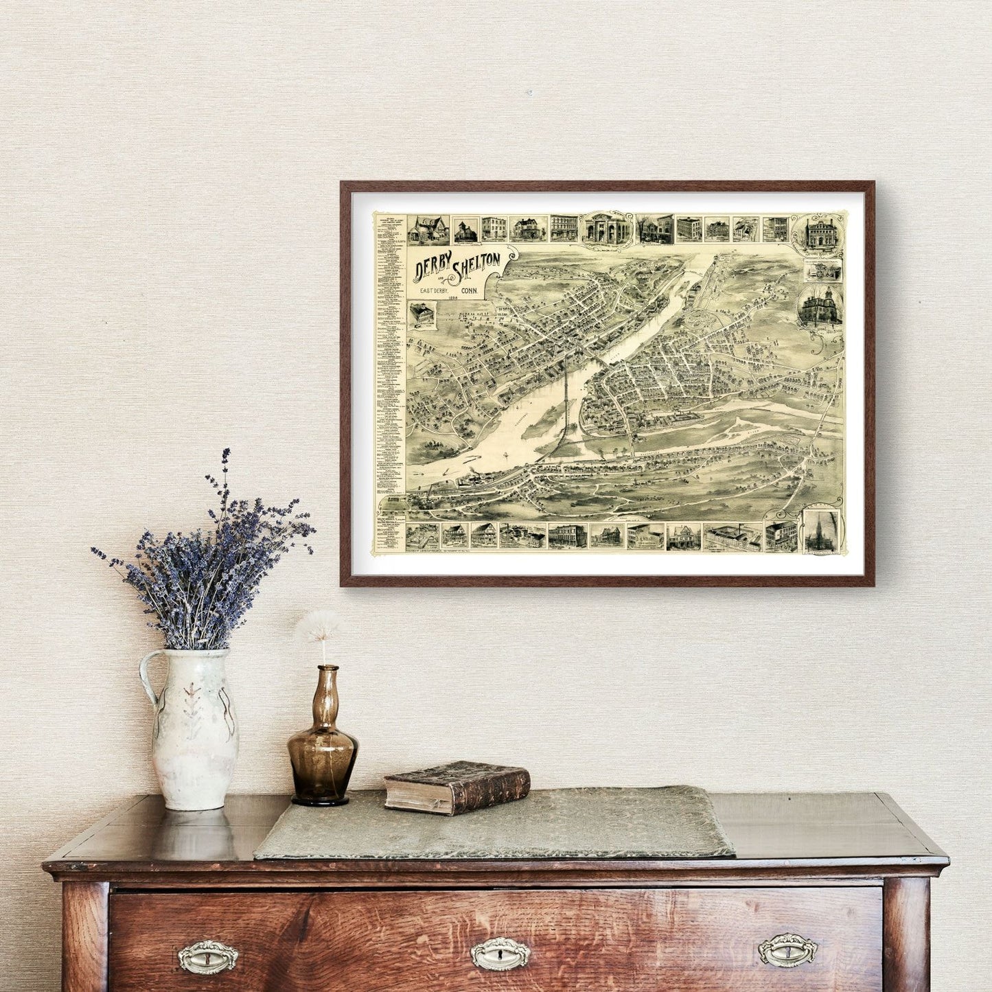 Vintage Map of Derby, Connecticut, 1898