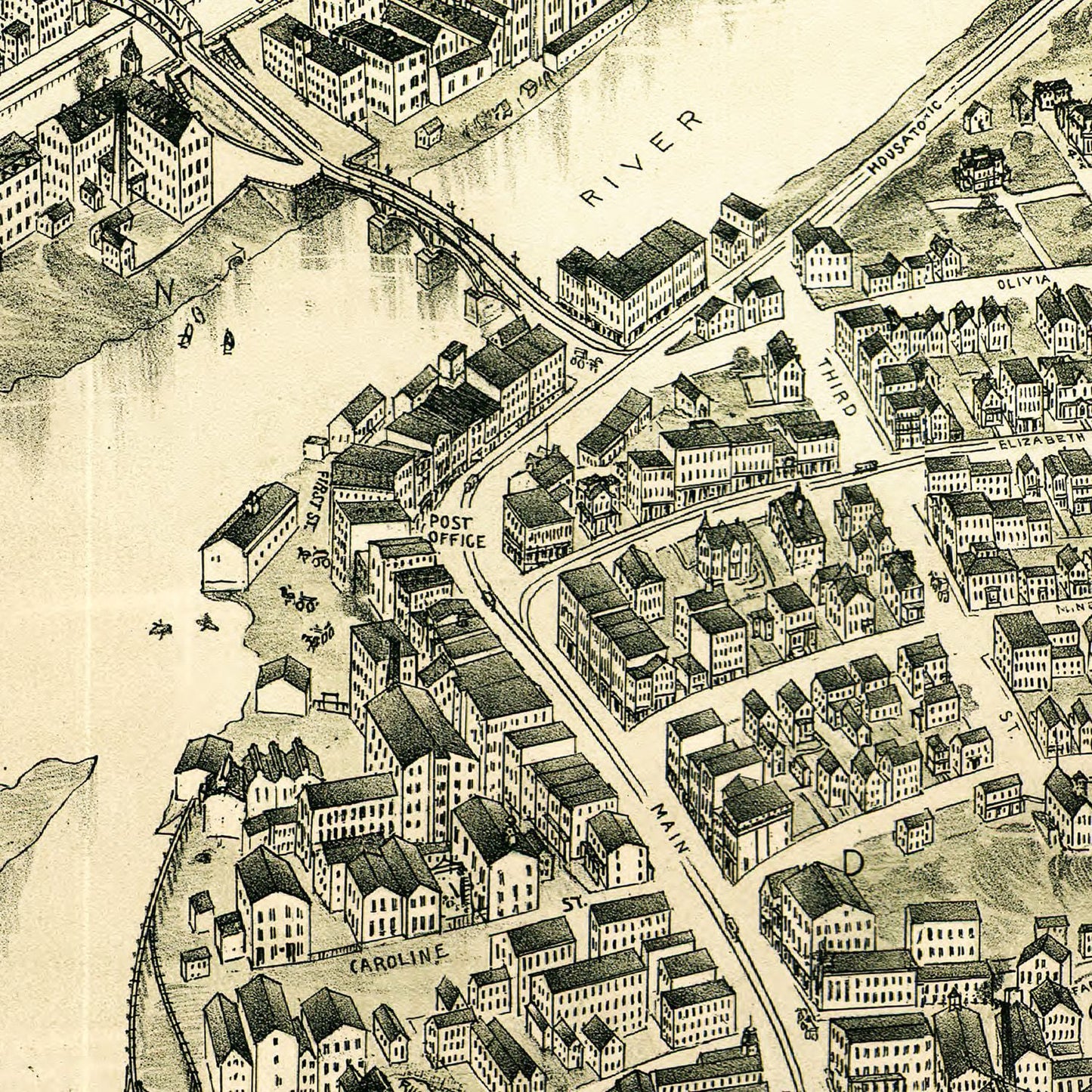 Vintage Map of Derby, Connecticut, 1898