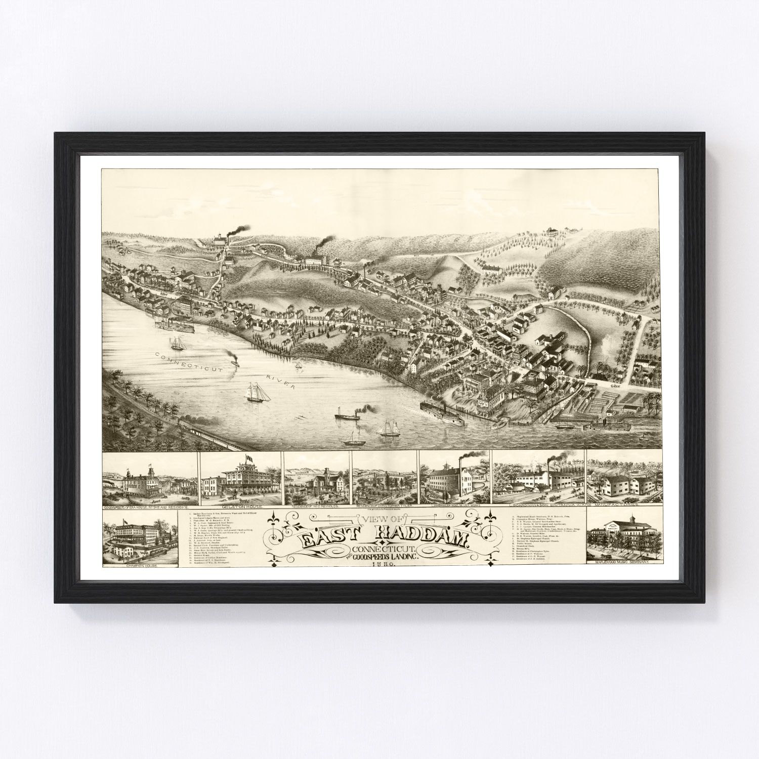 Vintage map of East Haddam, Connecticut, 1880