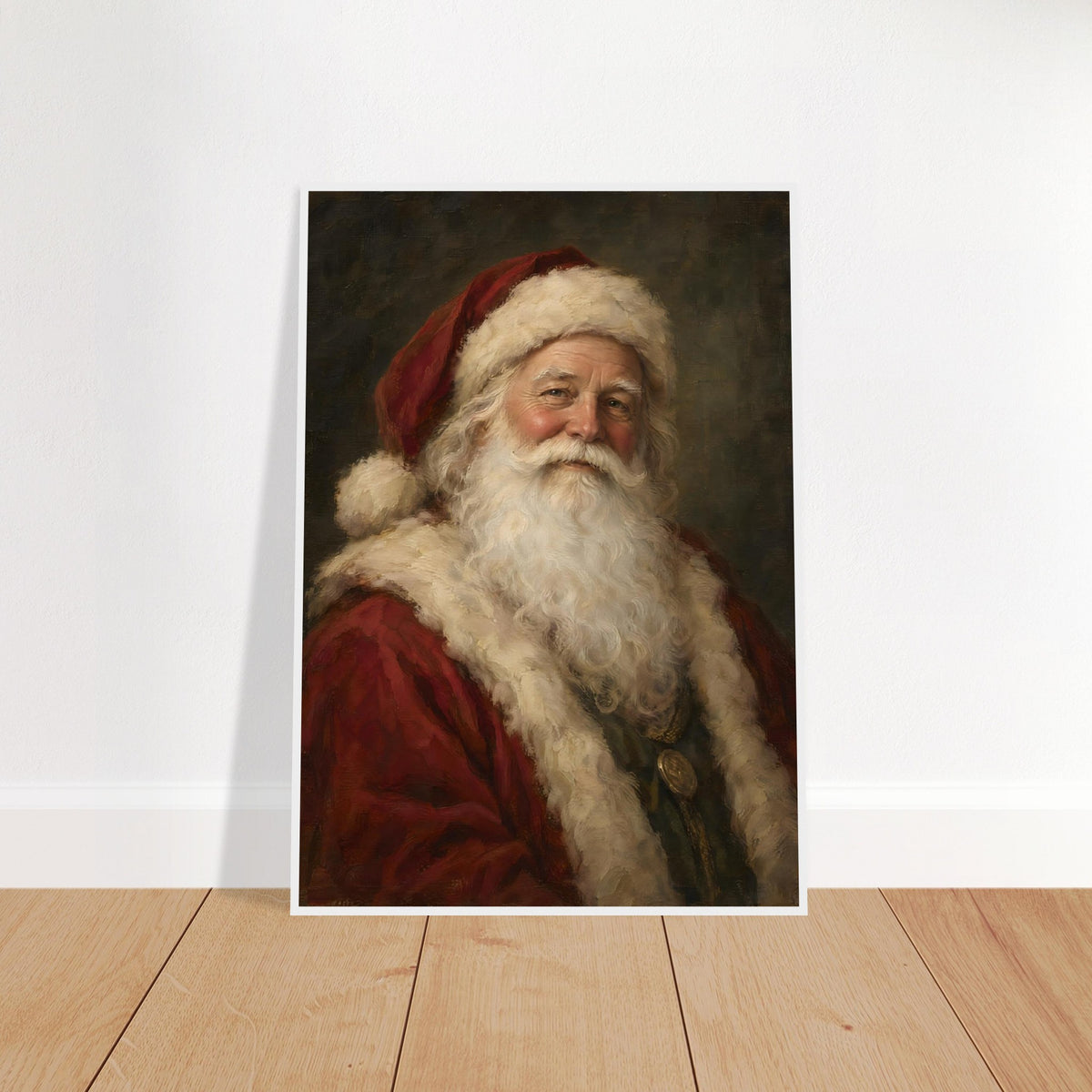 Vintage Santa Claus portrait print in a white frame