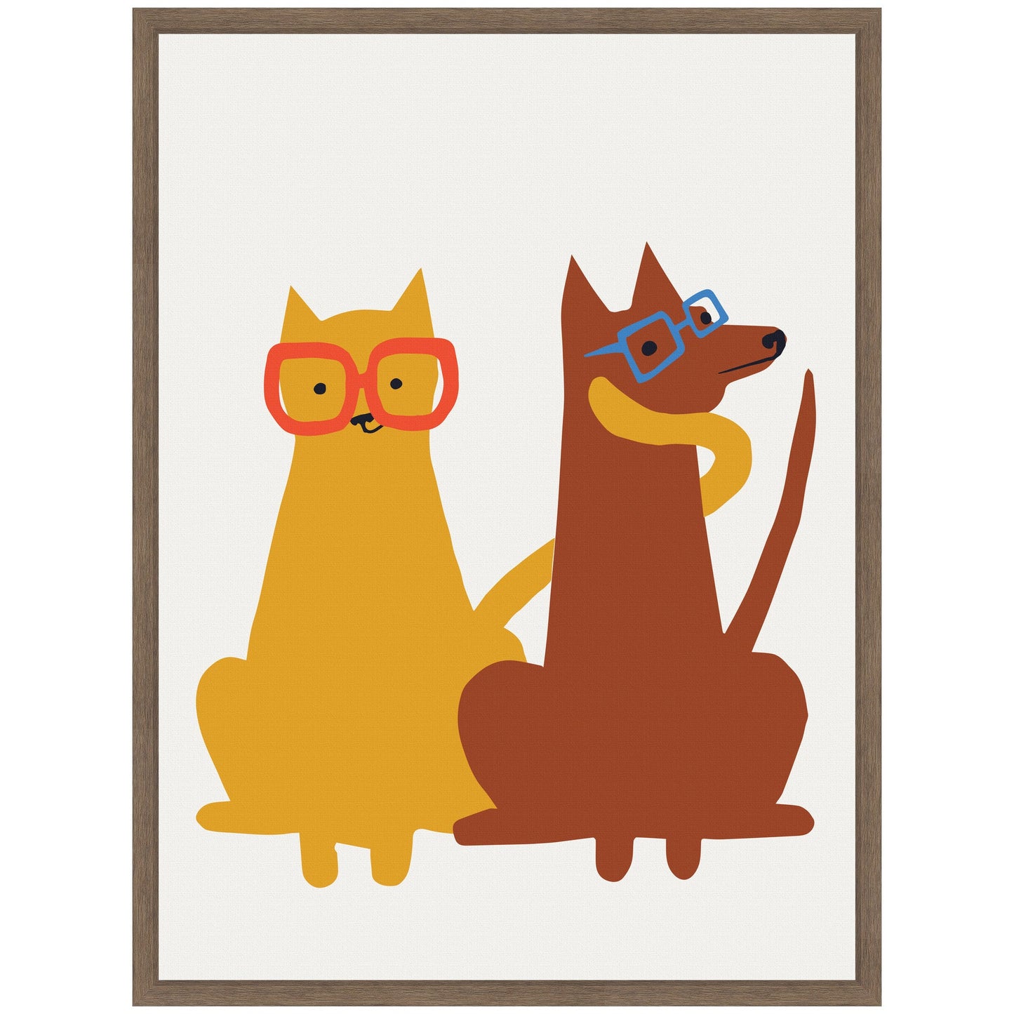 Farm Cat and Dog Framed Canvas Wall Art