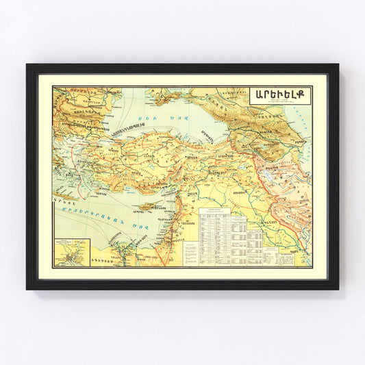 vintage map of Turkey, 1900