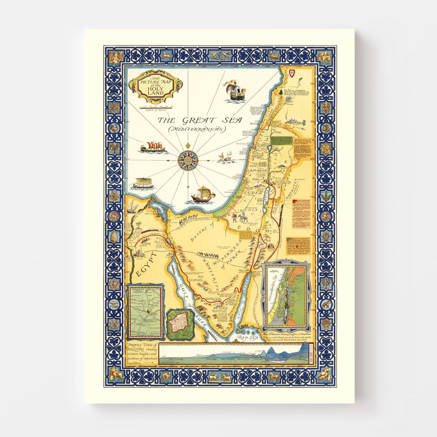 Vintage Map of the Holy Land, 1928
