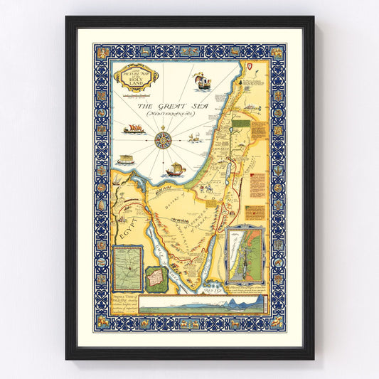 vintage map of the Holy Land, 1928