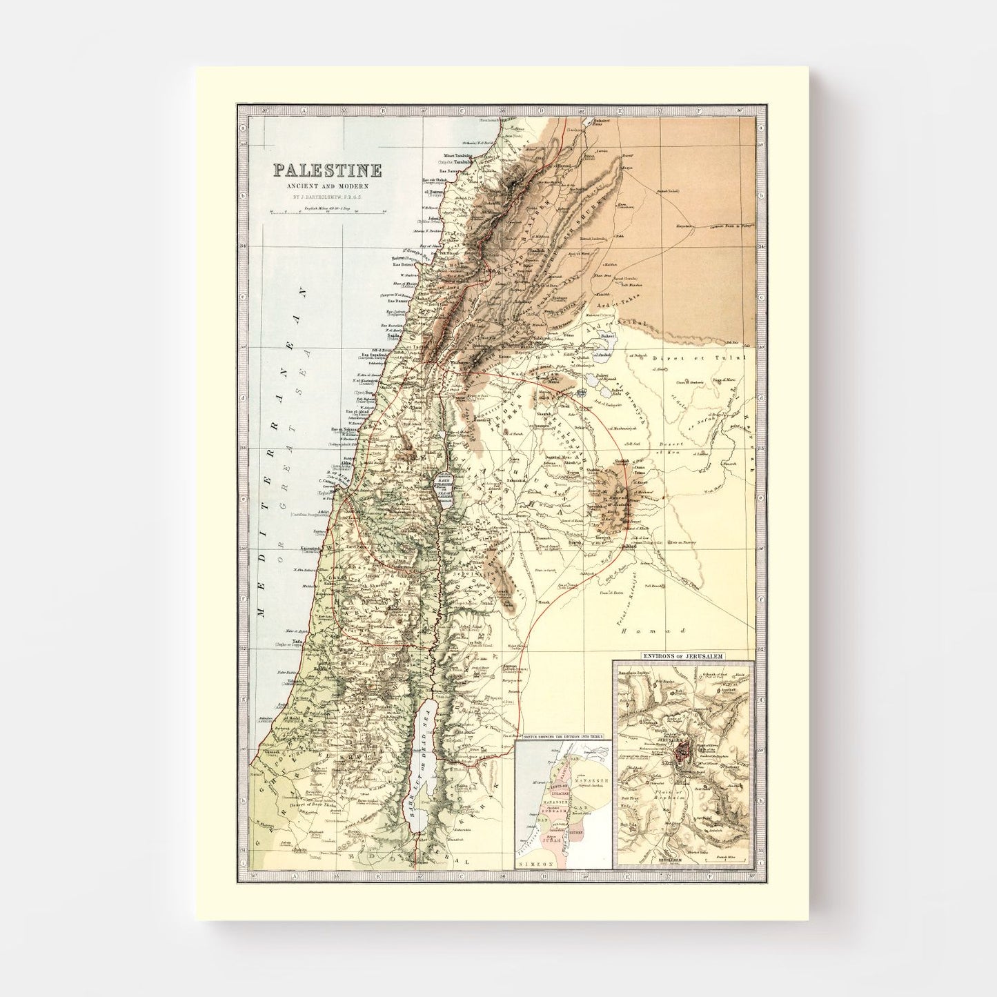 Vintage Map of Palestine, 1871