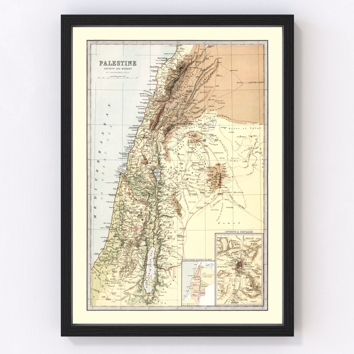 Vintage map of Palestine, 1871