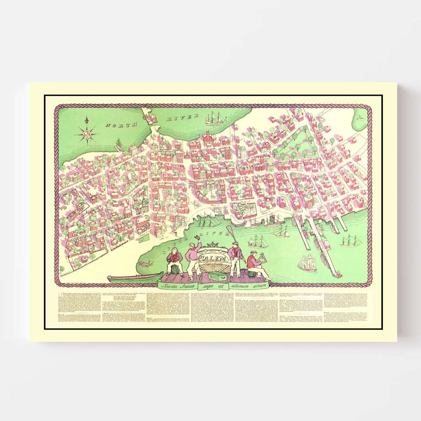 Vintage Map of Salem, Massachusetts, 1930