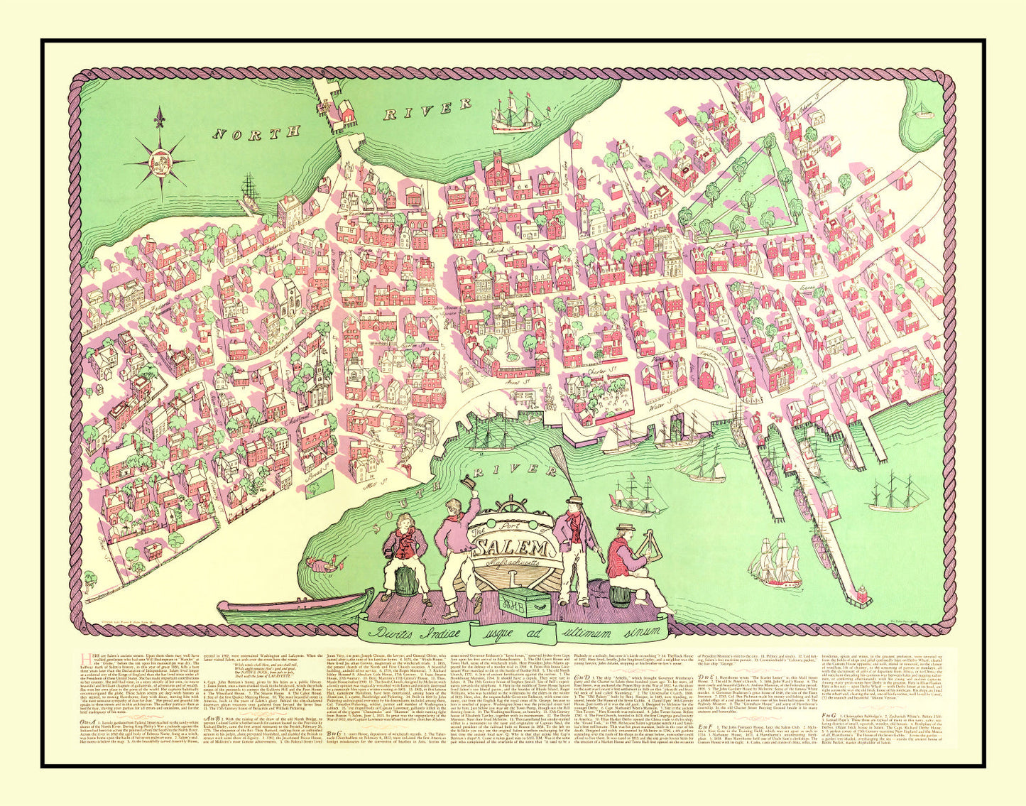 Vintage Map of Salem, Massachusetts, 1930