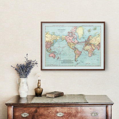 Vintage World Map, 1912