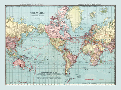 Vintage World Map, 1912