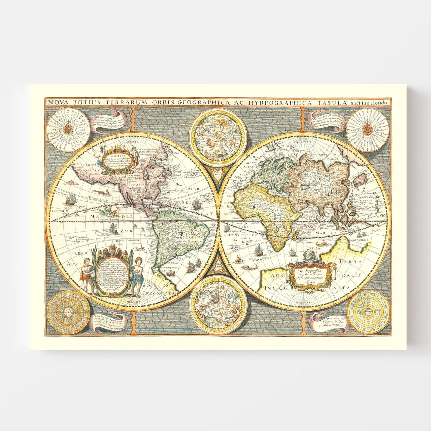 Vintage World Map, 1642