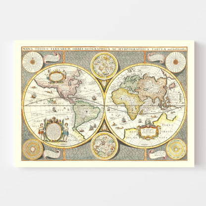 Vintage World Map, 1642
