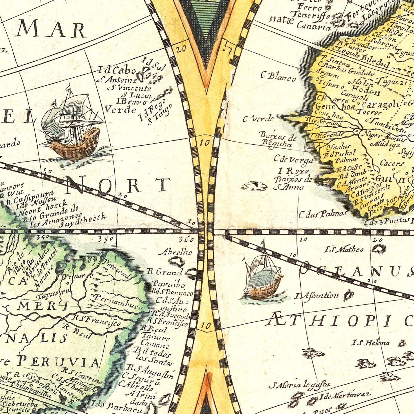 Vintage World Map, 1642