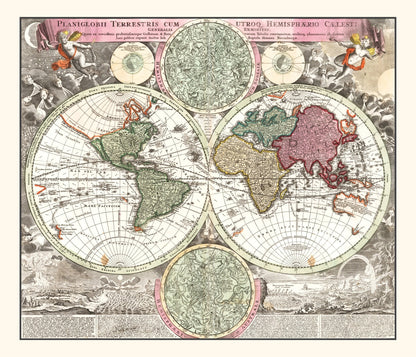Vintage World Map, 1716