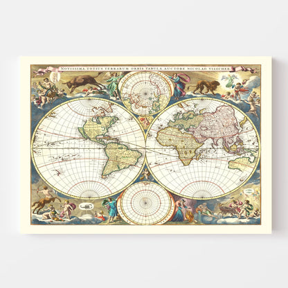Vintage World Map, 1690