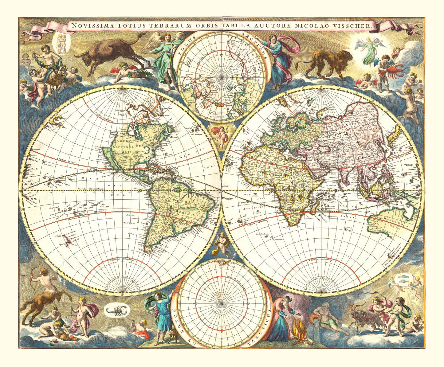 Vintage World Map, 1690
