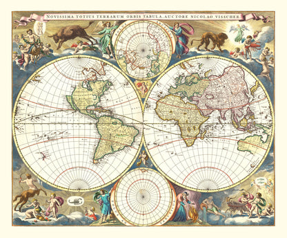 Vintage World Map, 1690