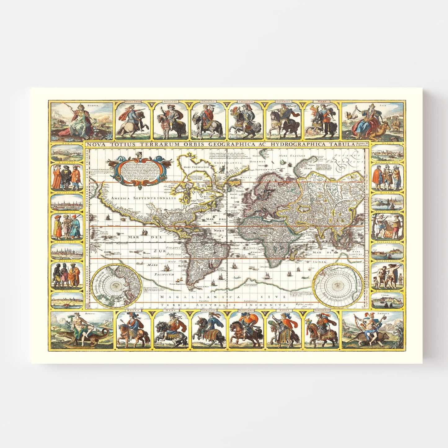 Vintage World Map, 1652