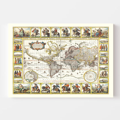 Vintage World Map, 1652