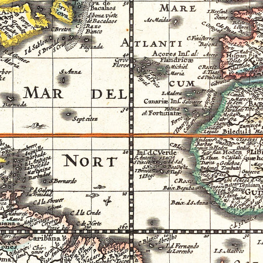 Vintage World Map, 1652