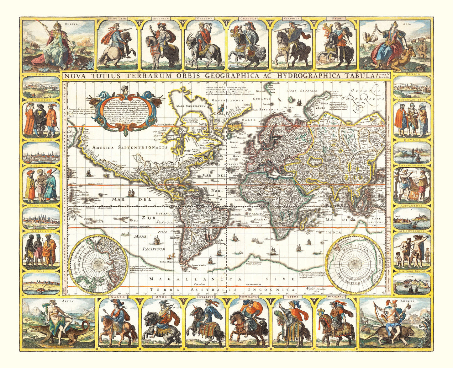 Vintage World Map, 1652