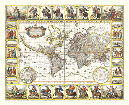 Vintage World Map, 1652