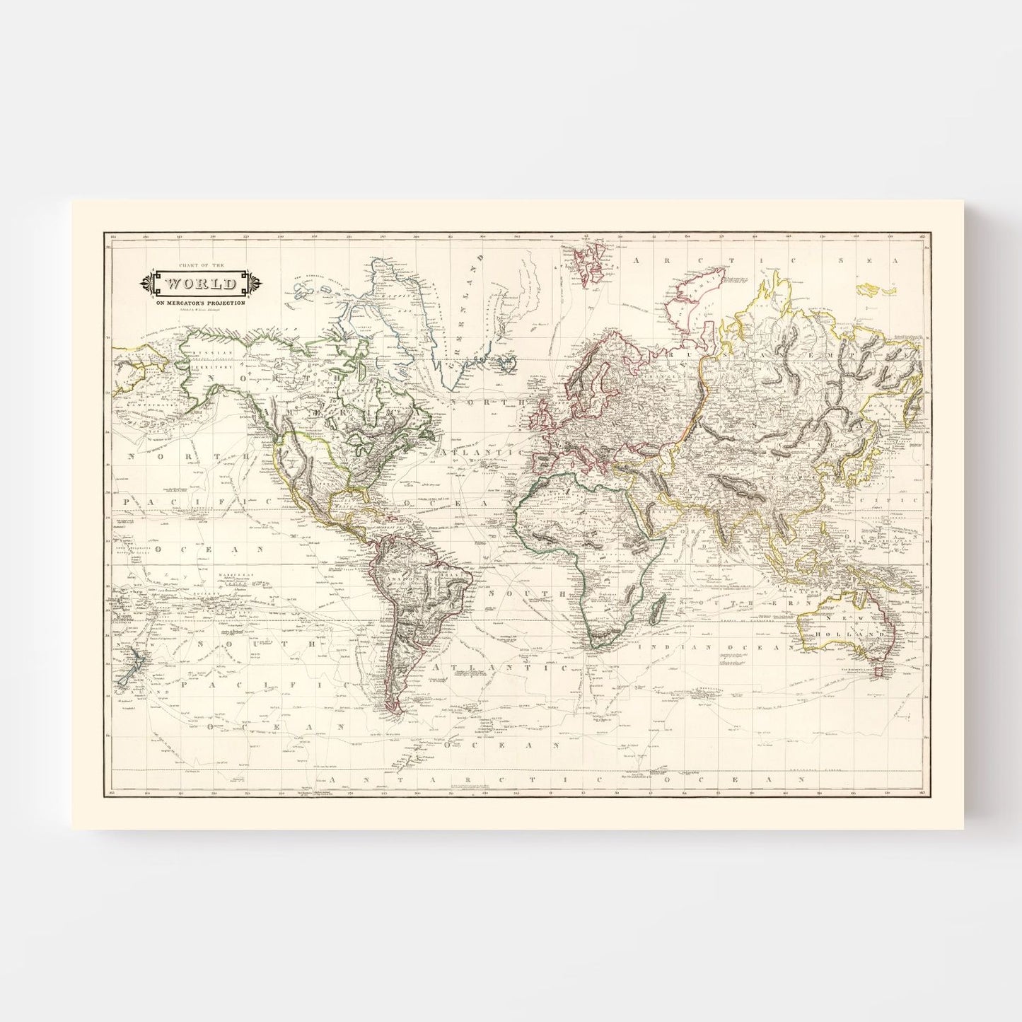 Vintage World Map, 1841