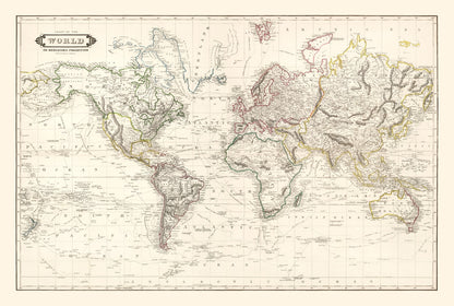Vintage World Map, 1841