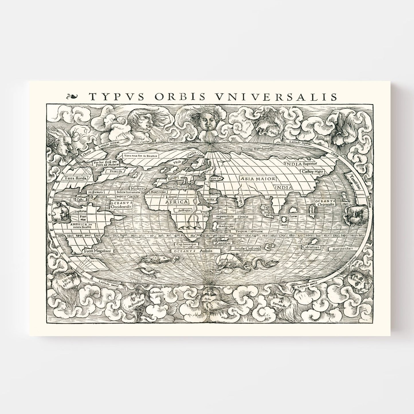 Vintage World Map, 1540