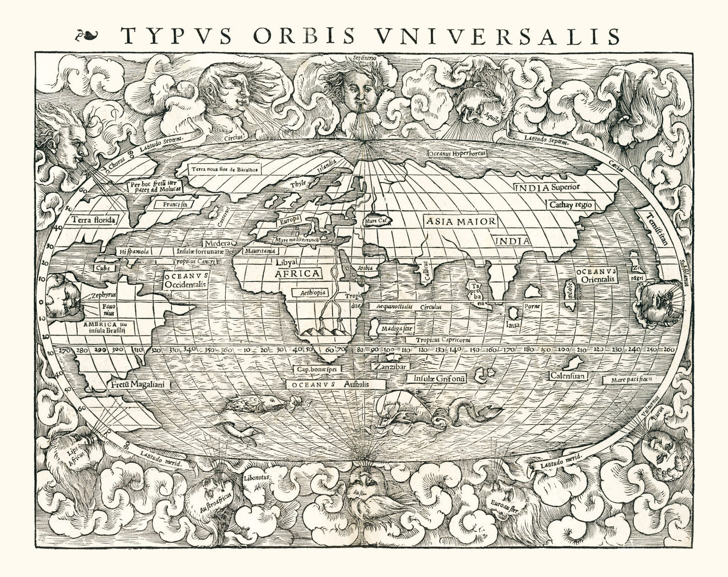 Vintage World Map, 1540