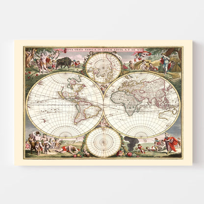 Vintage World Map, 1682