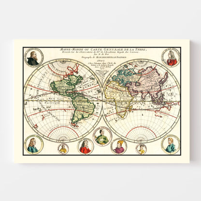 Vintage World Map, 1717