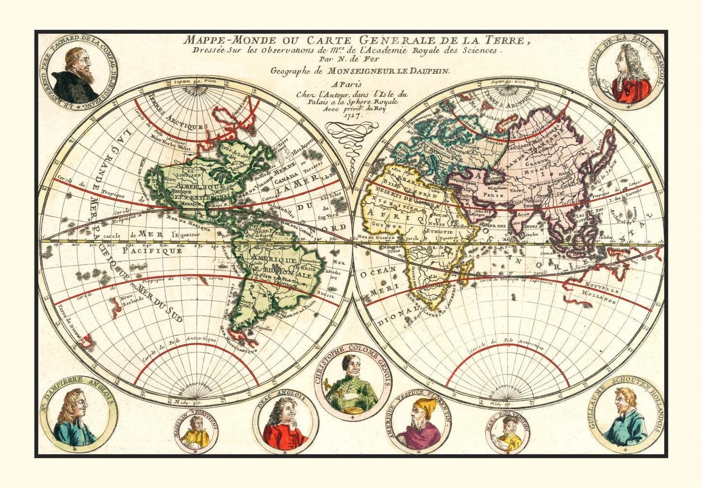 Vintage World Map, 1717