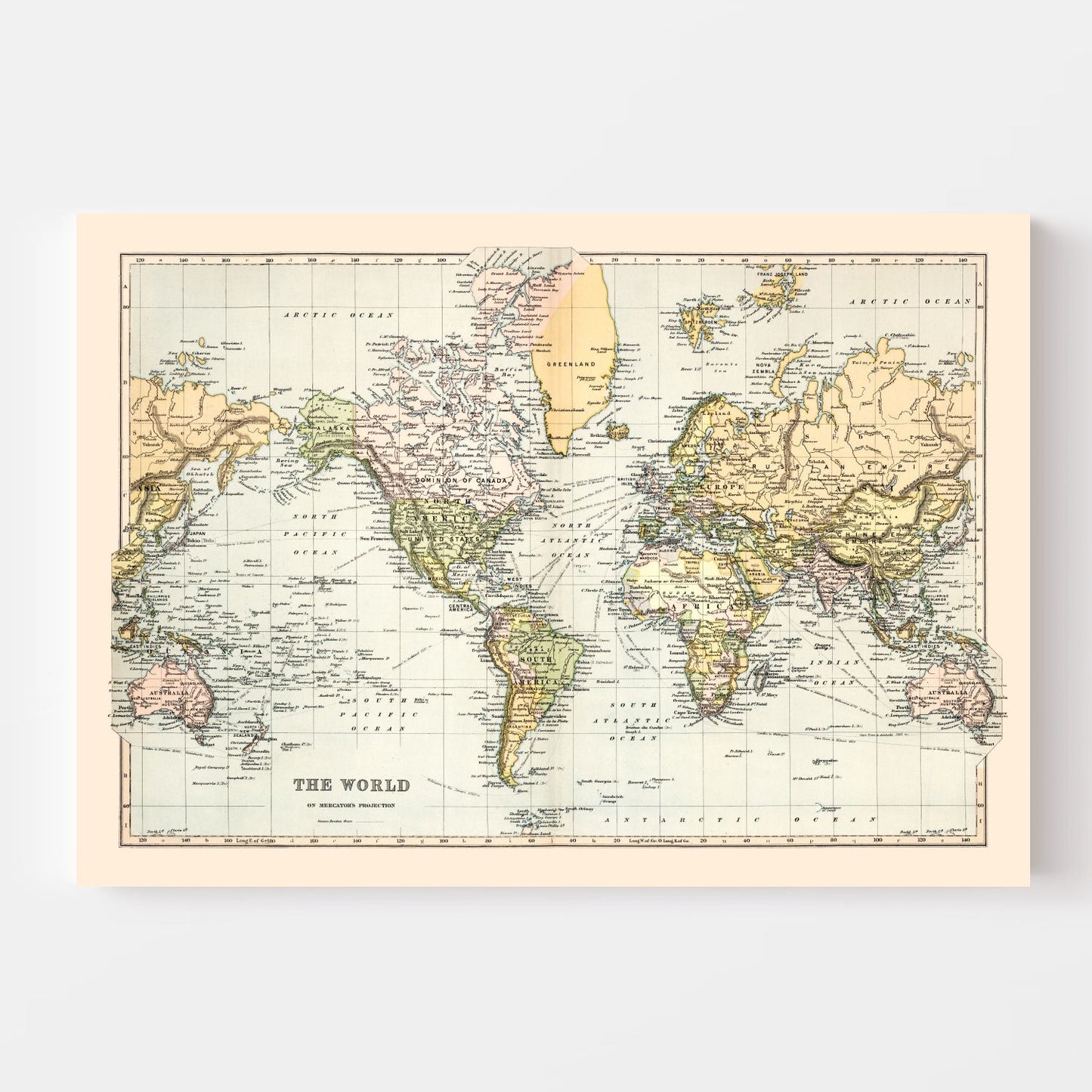 Vintage World Map, 1892