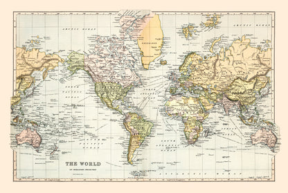 Vintage World Map, 1892