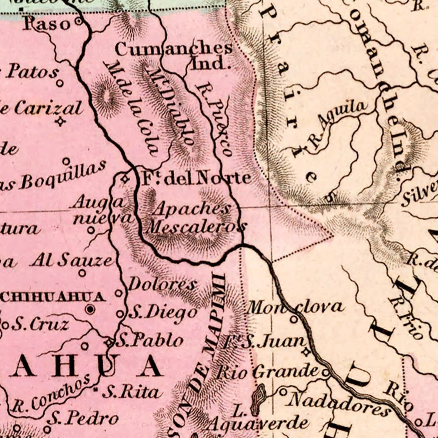 Vintage Map of Mexico and Guatemala, 1834