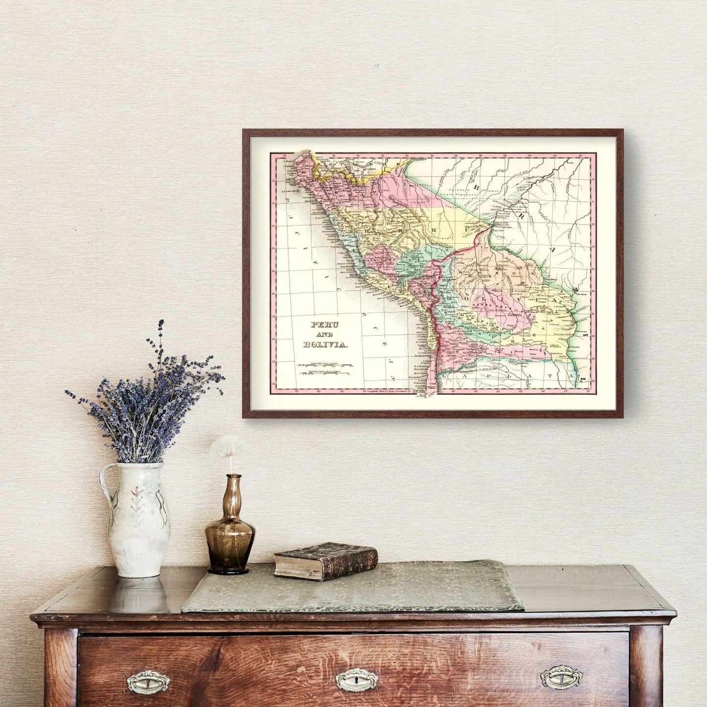 Vintage Map of Peru and Bolivia, 1842