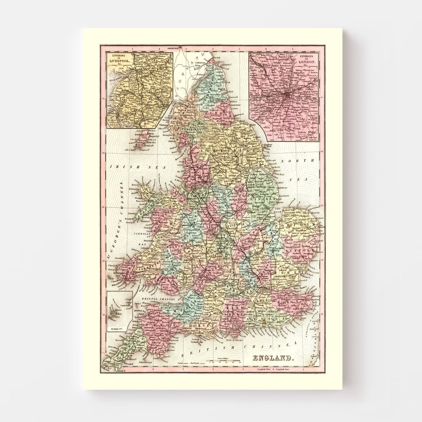 Vintage Map of England, 1842